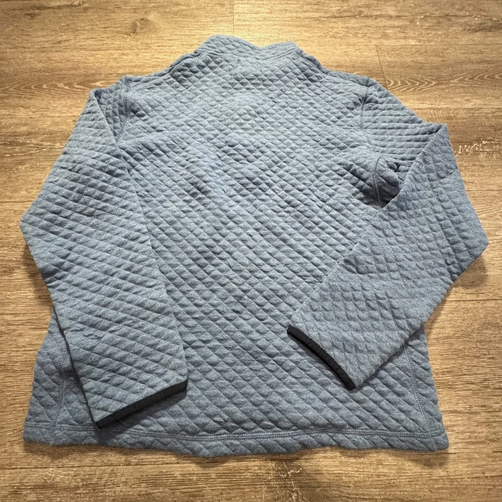 J Crew Sweater Mens Medium Blue Cotton Quilted Fleece Pullover 1/4 Zip BS847 New